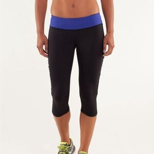 Lululemon Athletica Black and Blue Cropped Leggings